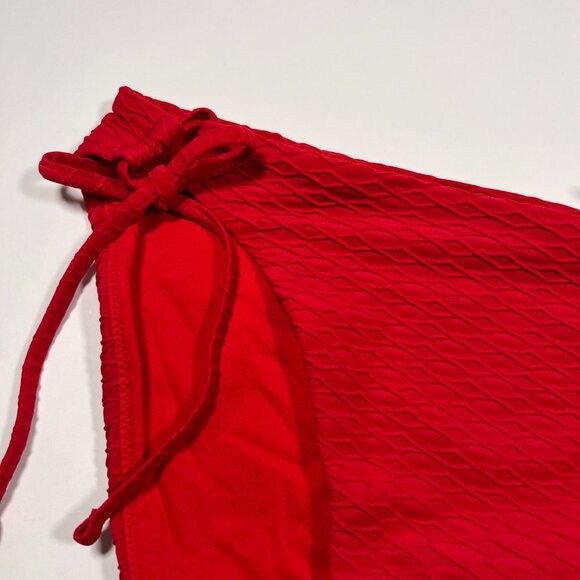 Victoria Secret XL Bikini Bottom Classic DOUBLE Side Tie Textured Red - Picture 5 of 6